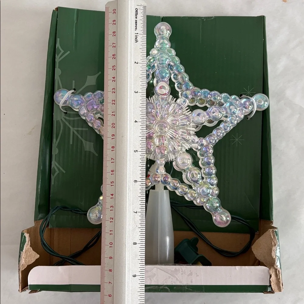 Holiday Time LED tree topper multicolored lights white clear beaded star New